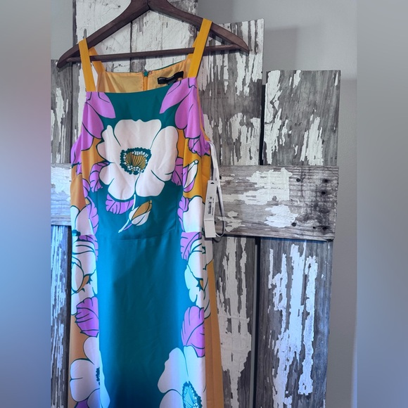 Maggy London Floral Mimosa Dress Size 0 NWT Floral Maxi Dress in Green and Pink - Picture 3 of 9